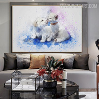 Cute Puppy Abstract Animal Handmade Acrylic Artwork on Canvas for Room Wall Molding