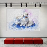 Cute Puppy Cat Handmade Acrylic Texture Abstract Animal Canvas Painting for Room Wall Outfit Accent