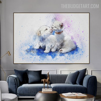 Cute Puppy Slurs 100% Artist Handmade Texture Canvas Abstract Animal Art for Room Ornamentation
