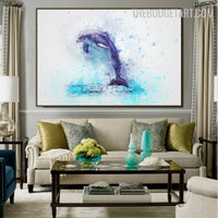 Dolphin Fish Abstract Animal 100% Artist Handmade Acrylic Canvas Painting for Wall Accent Decor