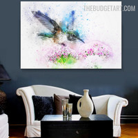 Hummingbird Leaflets 100%Handmade Acrylic Abstract Bird Canvas Artwork for Room Wall Illumination