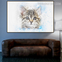 Moggy Cat 100% Handmade Acrylic Texture Abstract Animal Canvas Painting Wall Accent Trimming