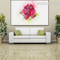 Rose Bloom Slurs Handmade Abstract Botanical Artwork Texture Canvas for Room Wall Molding