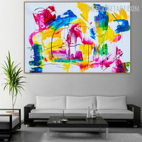 Blob Lines Handmade Acrylic Canvas Abstract Wall Art by an Experienced Artist for Room Drape