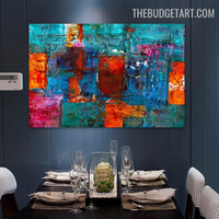 Rectangular Splotch Handmade Heavy Texture Canvas Abstract Wall Art Done By Artist for Room Disposition