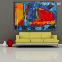 Verse Smears Rectangle Handmade Texture Canvas Abstract Geometric Artwork Done by Artist for Room Wall Illumination