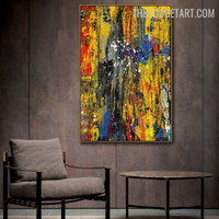 Colourful Attaint Spots Handmade Abstract Modern Texture Canvas Painting by Experienced Artist for Room Wall Décor