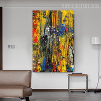 Colourful Attaint Handmade Texture Canvas Abstract Modern Artwork for Room Wall Disposition