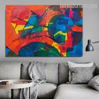 Half Circle Smear Spots Handmade Texture Abstract Contemporary Canvas Painting for Room Wall Illumination