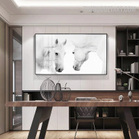 White Horse animal Contemporary Painting Picture Canvas Print for Room Wall Decor