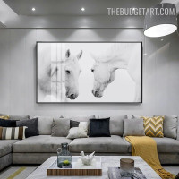 White Horse animal Contemporary Painting Picture Canvas Print for Room Wall Garniture
