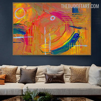 Blur Lines Spots Handmade Acrylic Abstract Contemporary Colourful Painting on Canvas for Wall Hanging Adornment