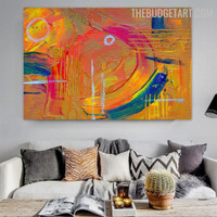 Blur Lines Colourful Handmade Abstract Texture Contemporary Canvas Artwork by Experienced Artist for Room Wall Assortment