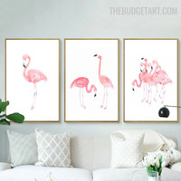 Flamingo Bird Painting Pic Canvas Print for Room Wall Moulding