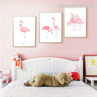 Flamingo Bird Painting Pic Canvas Print for Room Wall Outfit