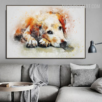 Doggy Handmade Acrylic Texture Canvas Modern Animal Abstract Artwork for Room Wall Trimming