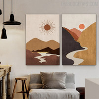 Mountain Sol Abstract Naturescape Modern Painting Photo Canvas Print for Room Wall Getup