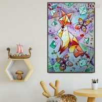 Fox Square Spots Artist Handmade Animal Abstract Acrylic Texture Canvas Geometric Artwork for Room Wall Embellishment