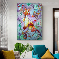 Fox Square Triangle Animal Abstract Geometrical Handmade Acrylic Canvas Painting for Room Wall Assortment