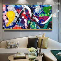 Scansion Streaks Circles Handmade Geometrical Abstract Texture Canvas Painting Done by Artist for Room Wall Equipment