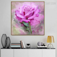 Rose Leaf Handmade Acrylic Canvas Painting Abstract Floret Wall Art for Room Drape