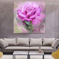 Rose Leaf Spots Abstract Floret Handmade Texture Canvas Painting for Room Wall Disposition