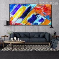 Smudge Rectangles Colourful Abstract Geometric Handmade Acrylic Artwork on Canvas for Room Wall Drape