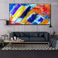 Smudge Rectangles Colourful Abstract Geometric Handmade Acrylic Artwork on Canvas for Room Wall Drape