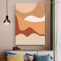 Curved Flaw Abstract Modern Painting Picture Canvas Print for Room Wall Getup