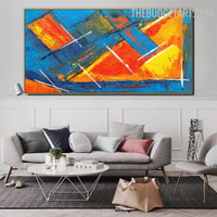 Stigma Rectangles Lines Handmade Abstract Geometrical Canvas Acrylic Artwork by Experienced Artist for Room Wall Assortment