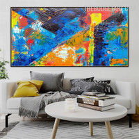Triangular Blob Colourful Handmade Heavy Texture Canvas Modern Abstract Wall Art for Room Molding