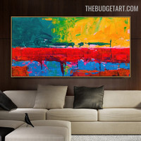 Bold Blots Colourful 100% Artist Handmade Contemporary Abstract Texture Canvas Painting for Room Wall Trimming