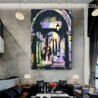 Street Light Pillars Human Abstract Figure Handmade Acrylic Canvas Painting for Room Wall Onlay