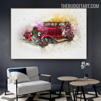 Humorist Car Abstract Contemporary Handmade Acrylic Canvas Artwork for Room Wall Moulding