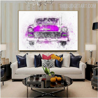 Antic Car Handmade Acrylic Abstract Modern Canvas Artwork Wall Accent Garnish