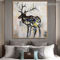 Reindeer Spots 100% Artist Handmade Texture Canvas Abstract Animal Art for Room Ornamentation