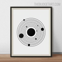 Monochrome Solar System Abstract Minimalist Modern Painting Pic Canvas Print for Wall Outfit