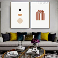 Semi Round Abstract Geometric Modern Painting Picture Canvas Print for Room Wall Moulding