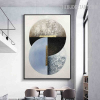 Circles Geometric 100% Artist Handmade Abstract Texture Canvas Painting for Room Wall Trimming