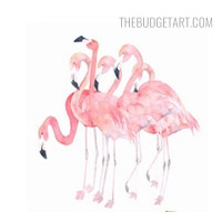 Flamingo Flocks Bird Watercolor Painting Image Canvas Print