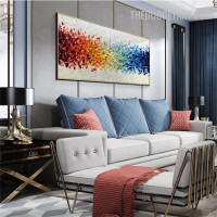 Motley Stains Abstract Contemporary Artist Handmade Palette Canvas Artwork for Room Wall Moulding