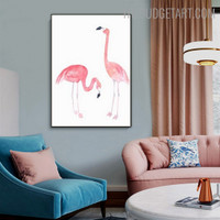 Two Flamingos Bird Watercolor Painting Image Canvas Print for Wall Molding