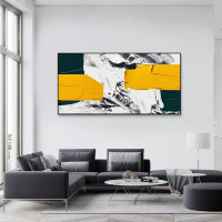 Rectangular Smirch Contemporary Abstract Handmade Acrylic Canvas Painting Done By Artist for Room Wall Onlay