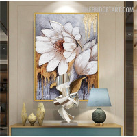 Bloom Blurs 100% Artist Handmade Heavy Texture Canvas Abstract Botanical Wall Artwork for Room Getup