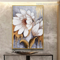 Bloom Blurs Abstract Botanical Handmade Acrylic Canvas Wall Hanging Art Drape