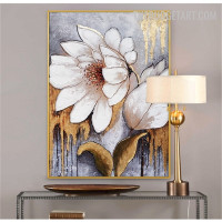 Bloom Blurs Leaf Handmade Abstract Botanical Texture Canvas Painting for Room Wall Equipment