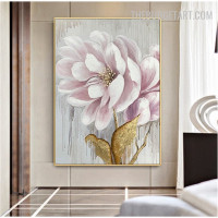 Bloom Leafage Abstract Botanical 100% Artist Handmade Heavy Texture Canvas Artwork for Room Wall Moulding