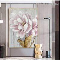 Bloom Leafage Flower Handmade Abstract Botanical Acrylic Canvas Painting for Room Wall Molding
