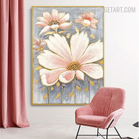 Blossom Leaflets Beautiful Abstract Floret Wall Art Handmade Texture on Canvas for Room Embellishment