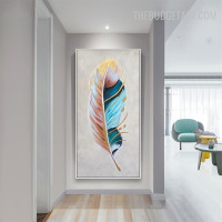 Colourful Feather Abstract Contemporary Handmade Texture Canvas Painting for Room Wall Ornament